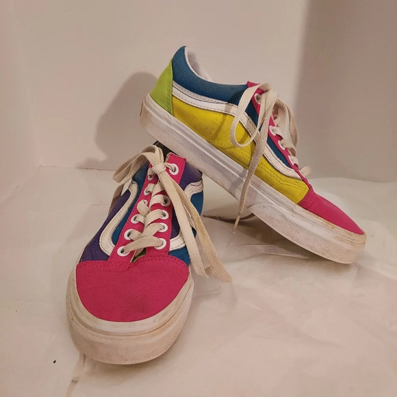 Vans Off The Wall Old Skool Neon Color Block Lace Up Shoes in Size 6 W / 4.5 M - Picture 1 of 11